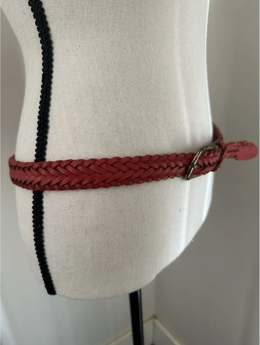 Capezio Argentina Braided Leather Belt – Red – Made in Argentina
